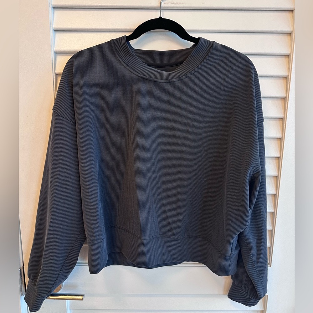 lululemon ribbed softstreme perfectly oversized cropped crew - black - size 10